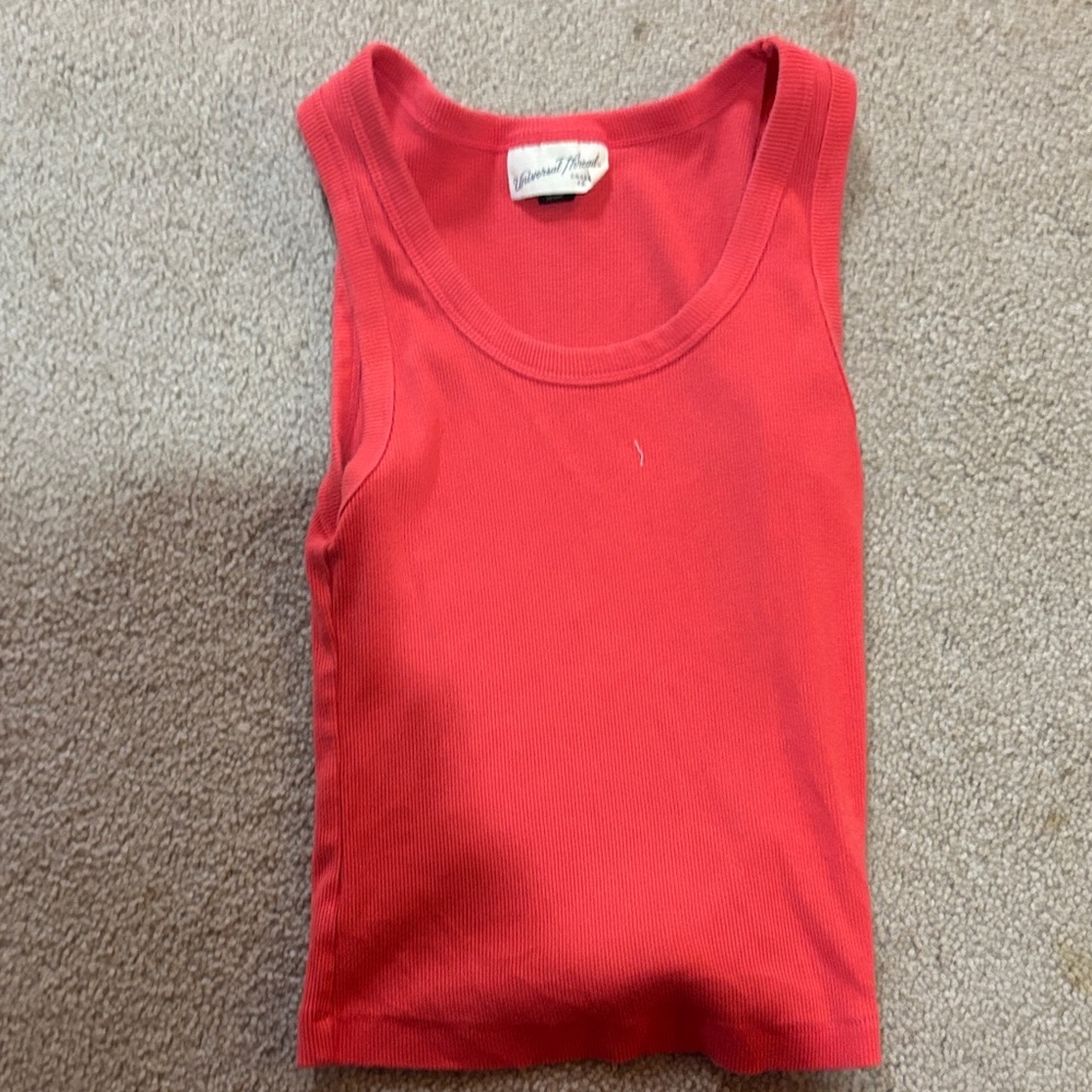 Universal Thread Coral Ribbed Top